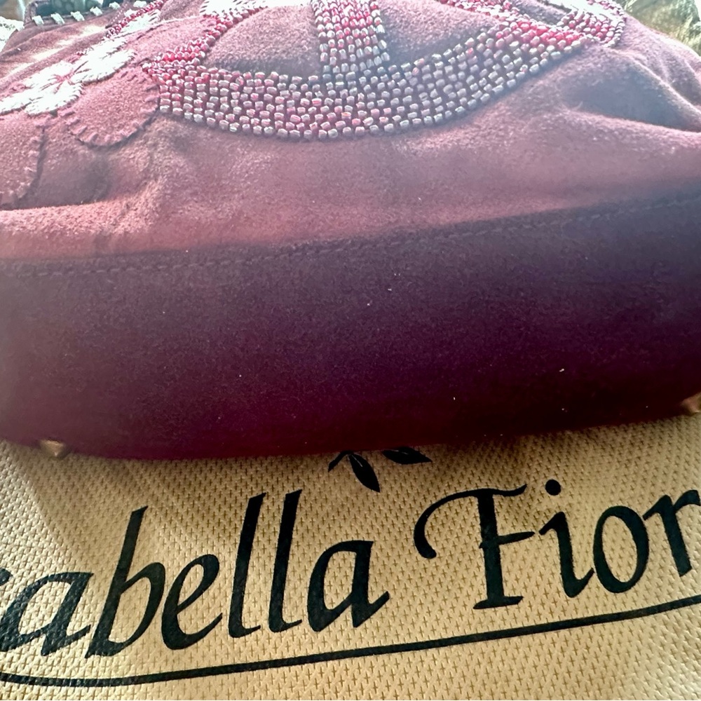 Isabella Fiore Beaded suede LOVE bag in Burgundy. - Picture 3 of 10